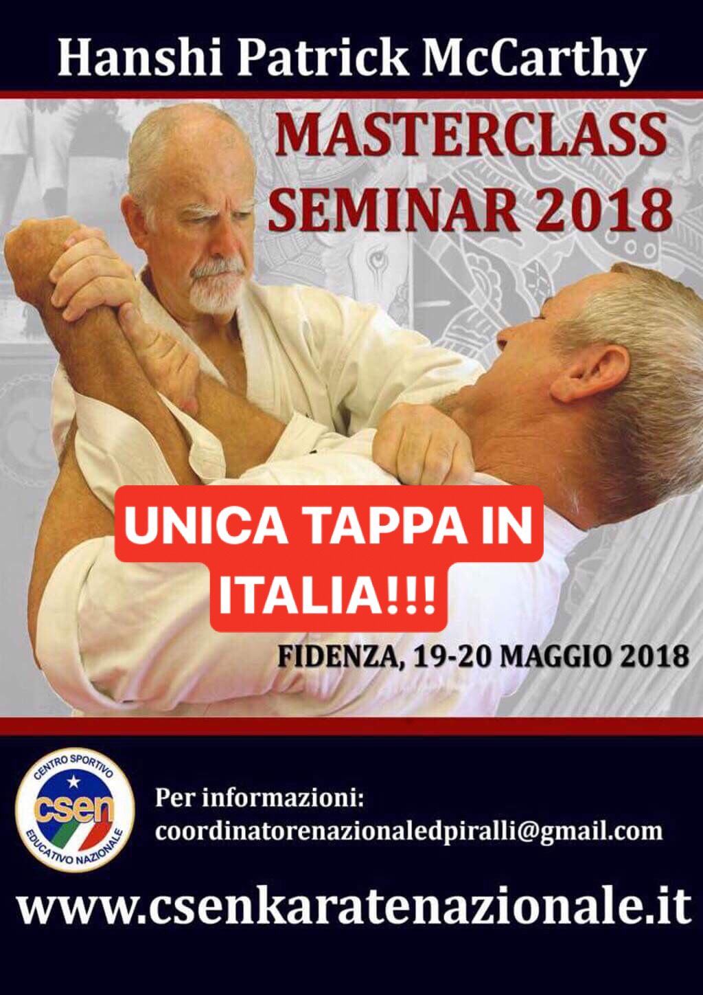 Masterclass Seminar 2018 con Hanshi Patrick McCarthy