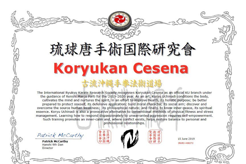 Koryukan Cesena è shibu dojo IRKRS per l'anno 2019-2020